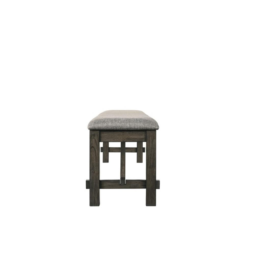 Pemberly Row Upholstered Polyester Wood Bench in Rustic Brown