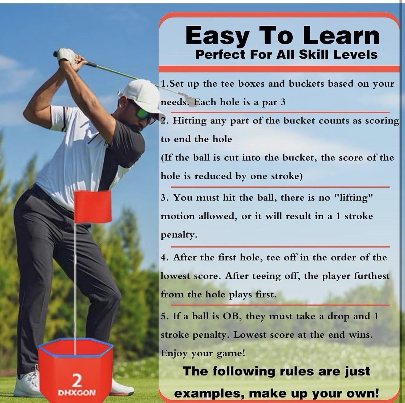 Backyard Golf Game with 2 Clubs, Portable 9 Hole Golf Course