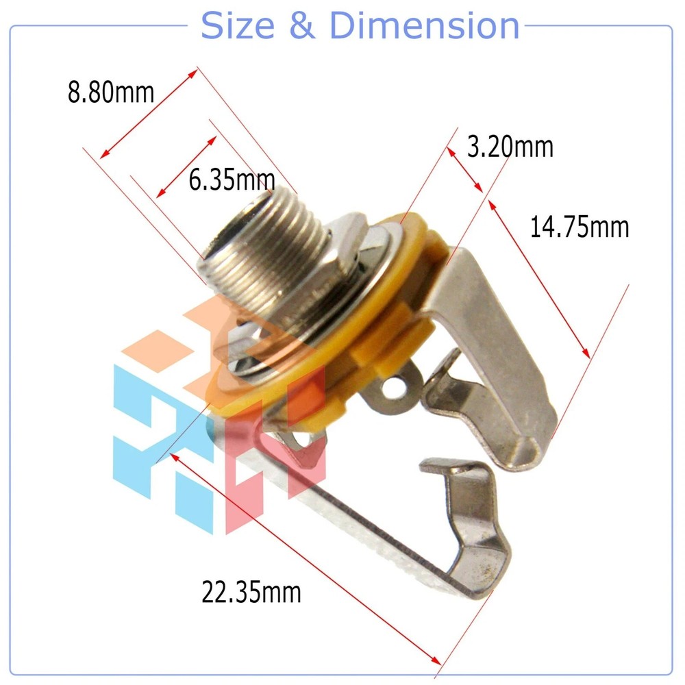 Electric Guitar Input Jack 6.35mm Stereo Active Pickup Output Socket Audio*