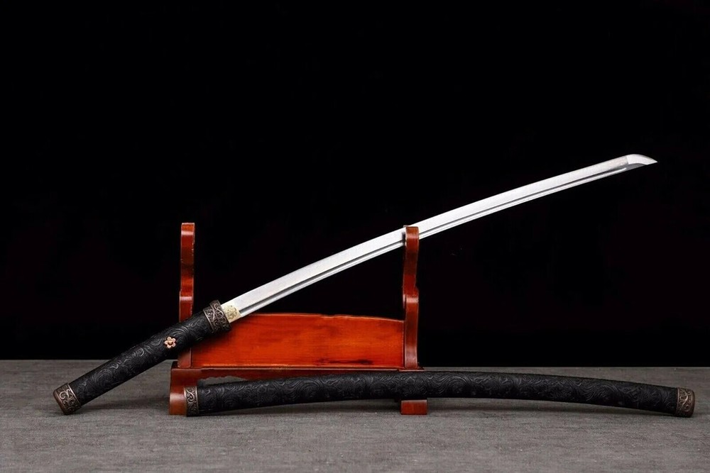 JAPANESE SAMURAI KATANA SWORD DAMASCUS FOLDED STEEL SHARP FULL TANG SHARP