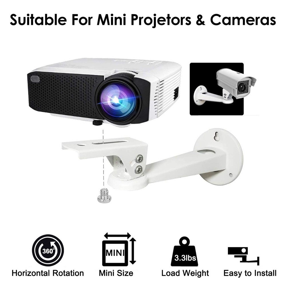 2pcs Mini Projector Wall Mount/CCTV Security Camera Housing Mount 360° Rotatable
