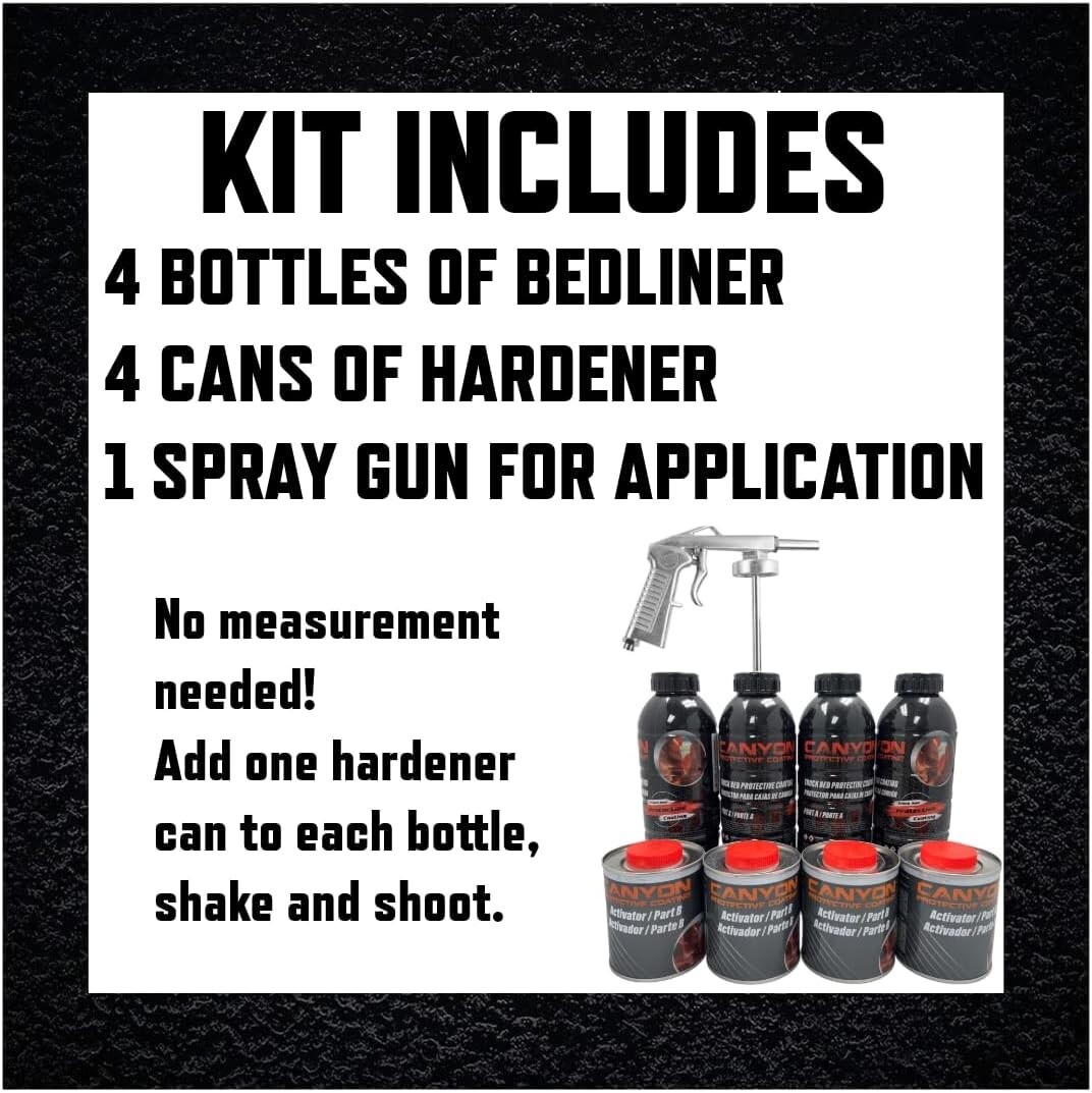 Canyon Epoxy Black Spray-On Truck Bed Liner Kit w/ Spray Gun – Durable & Easy