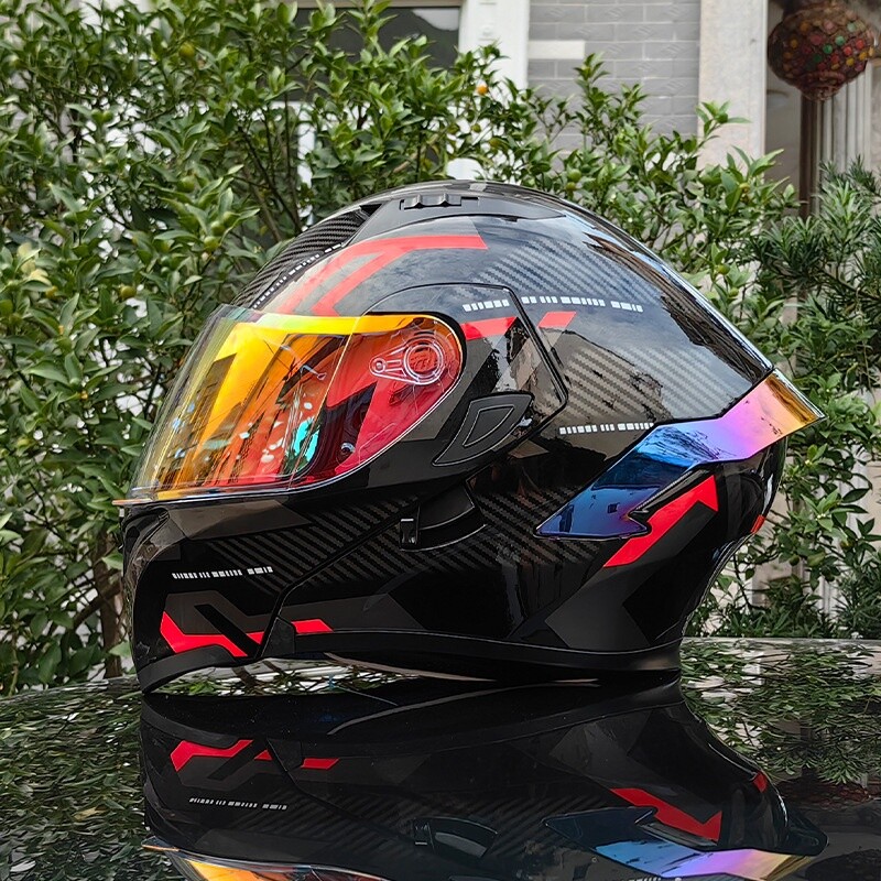 DOT-Approved Modular Motorcycle Helmet with Dual Visors, Racing Full Face for Mo