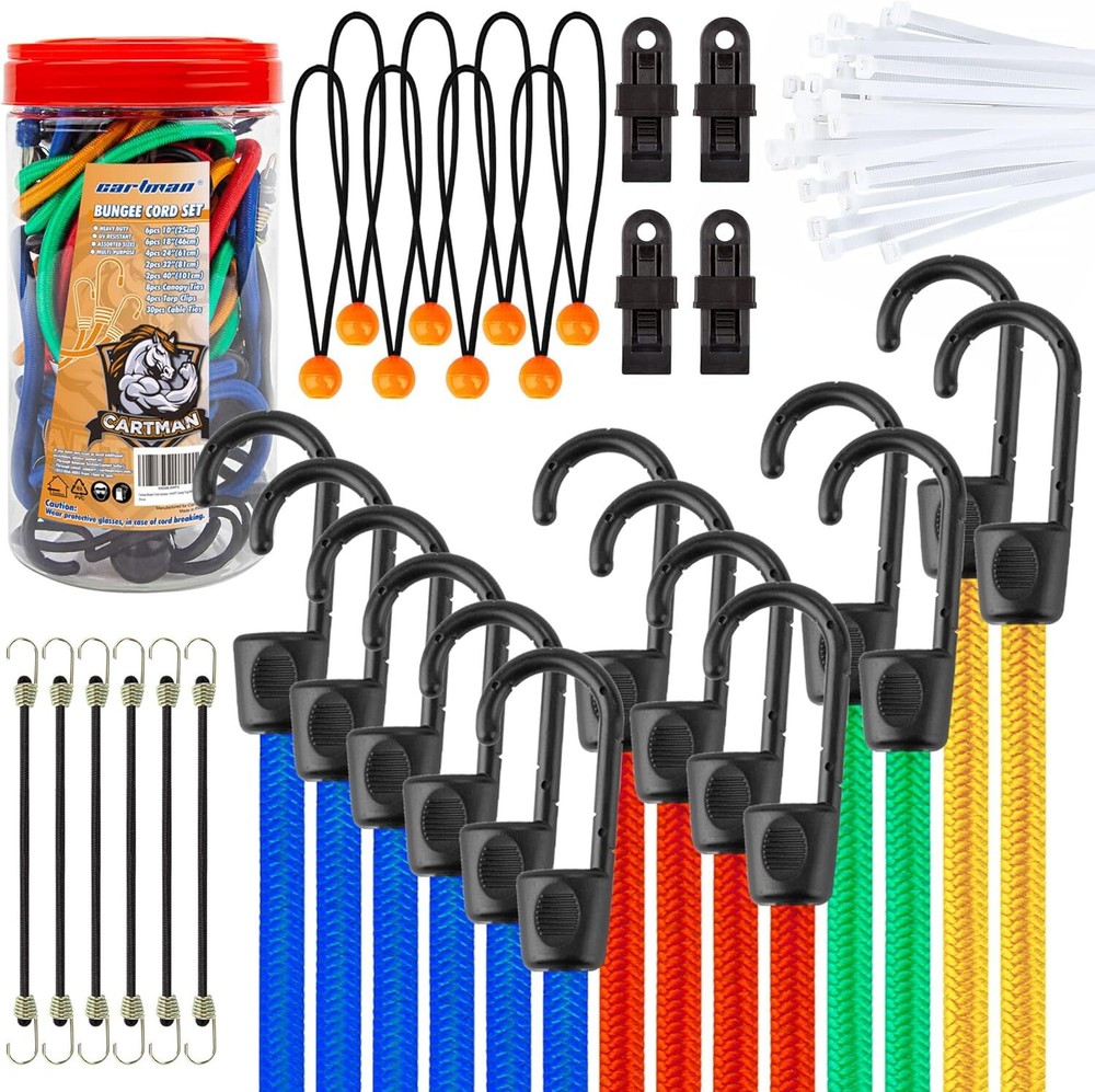 Cartman 32 Piece Bungee Cords Assortment Jar