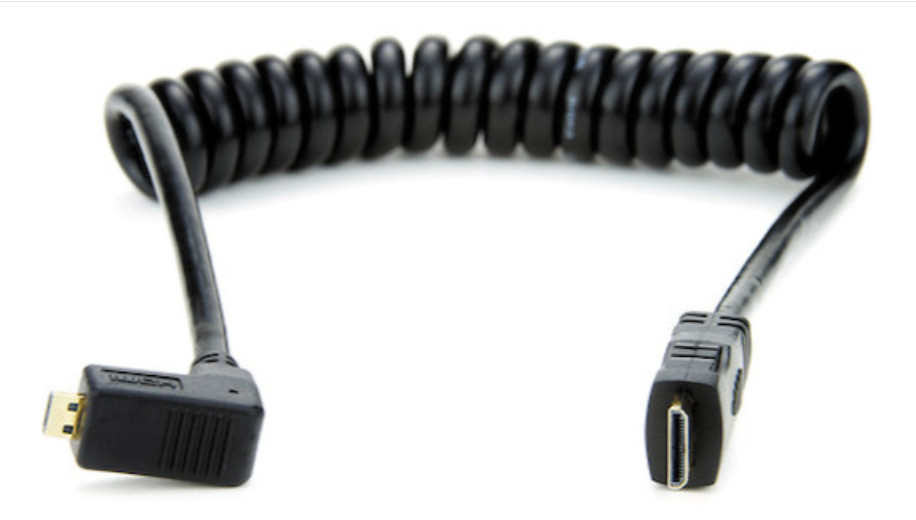 Atomos Right-Angle HDMI Micro-Mini Coiled Cable (11.8 - 17")-Very Good Condition