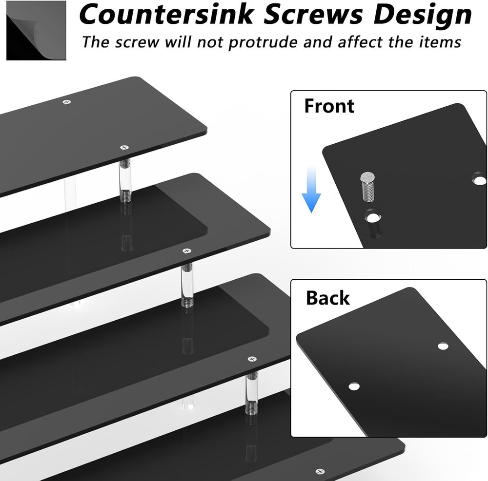 Acrylic Riser Display Stand, Black 4 Tier Cupcake Stand Risers