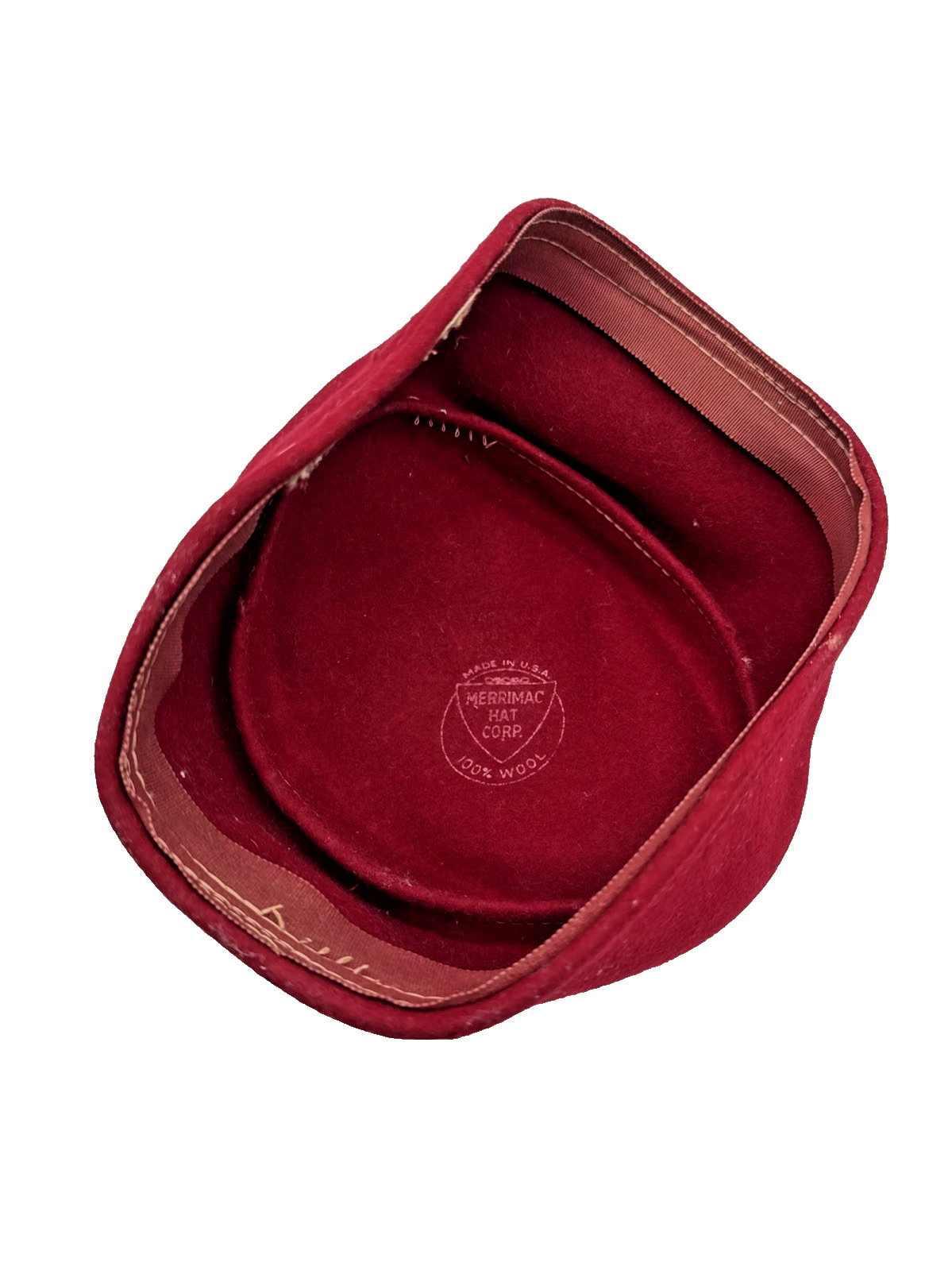Vintage Merrimac Red Wool Pillbox Hat Made USA Womens Classic Retro