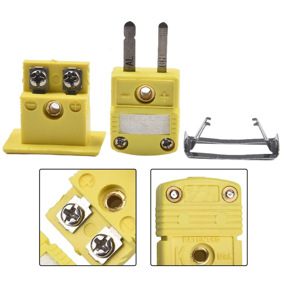 K Type Thermocouple Miniature Socket Yellow 1 Set Panel Mount Portable