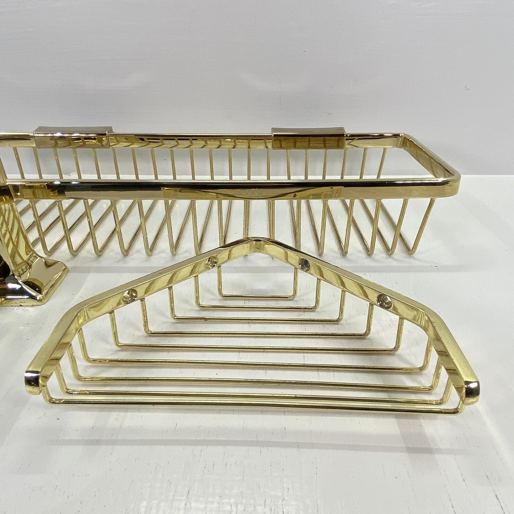 Deltana Solid Brass Wire Long / Corner Bath Shower Basket Set Bathroom Decor