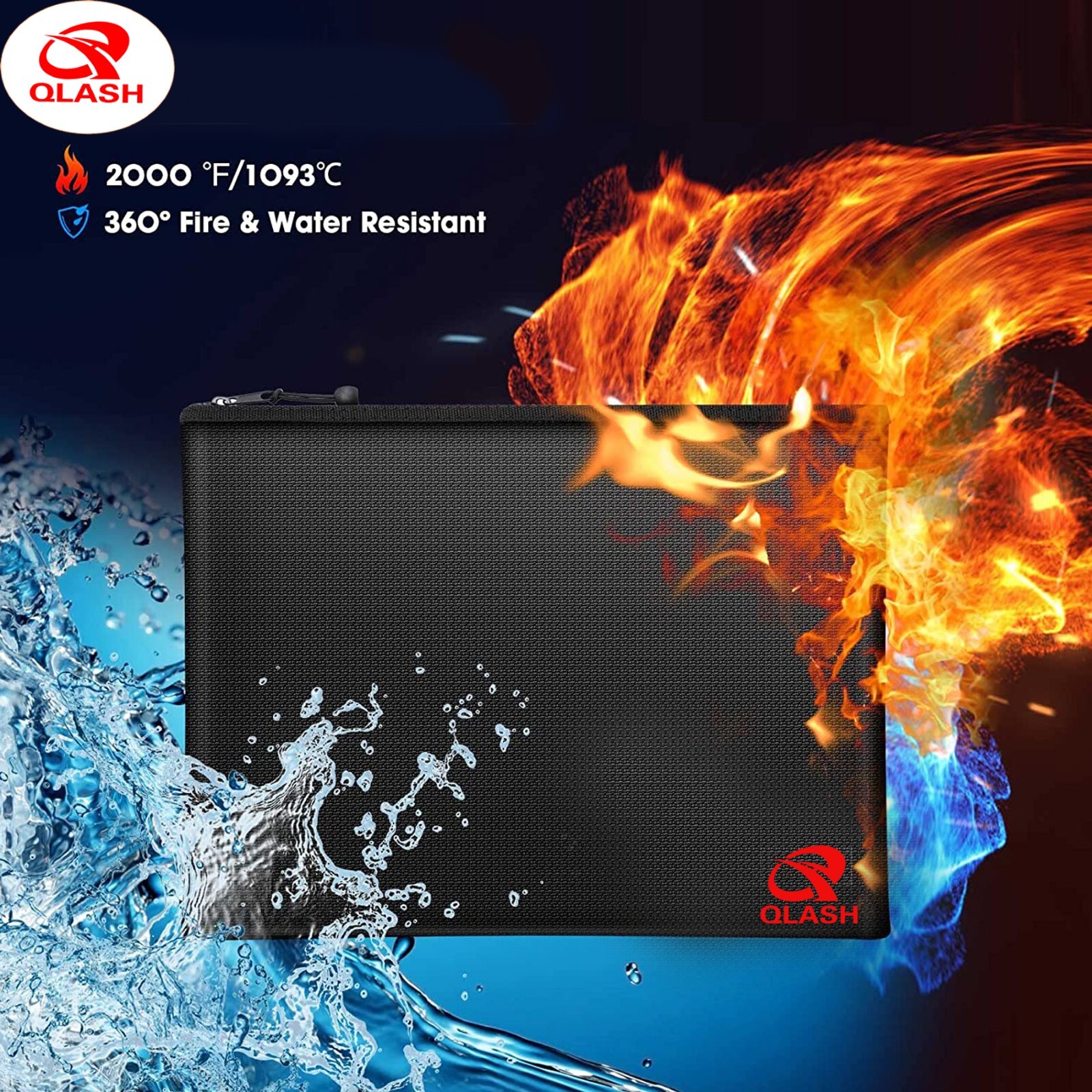 Large Fire Proof money Bag Fireproof Document Pouch Waterproof Safe Cash US