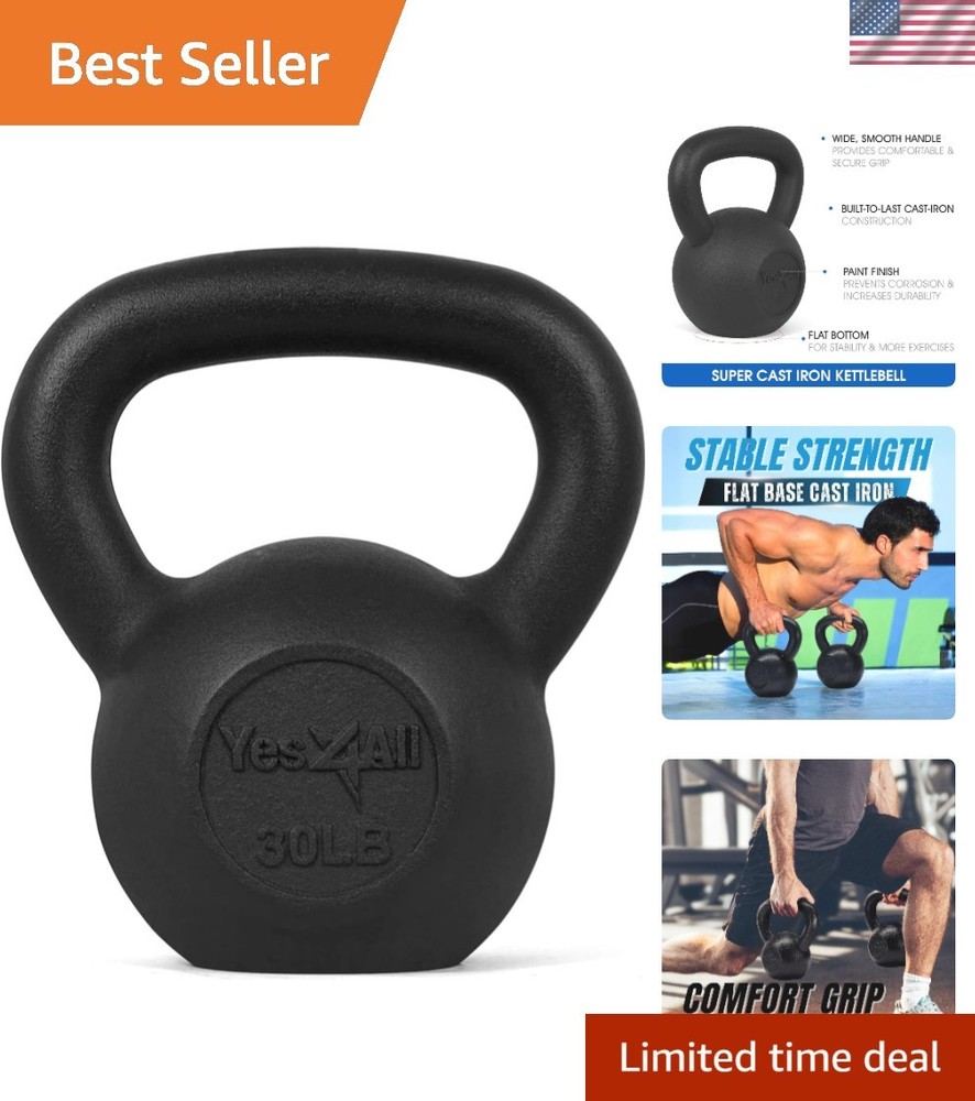 30 Lbs Solid Cast Iron Kettlebell - Versatile Strength Training Tool