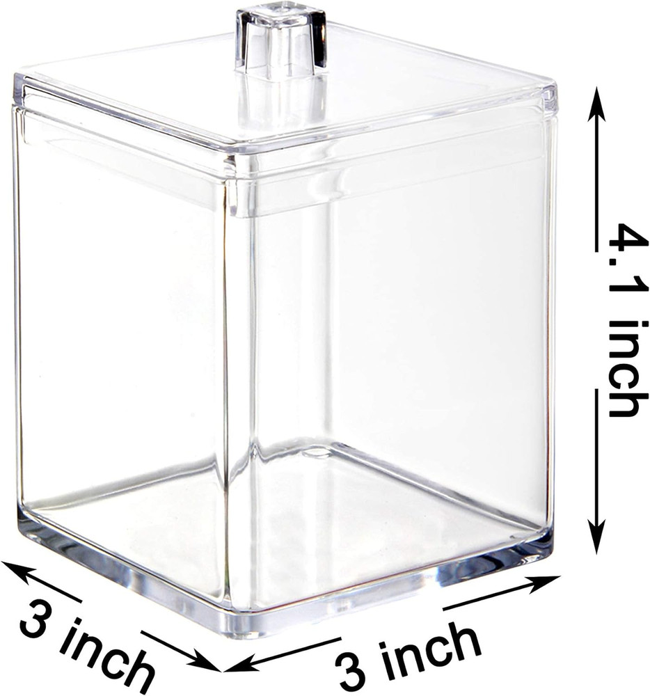 2 Pack 15 Ounce Clear Plastic Apothecary Jars, Square Shape