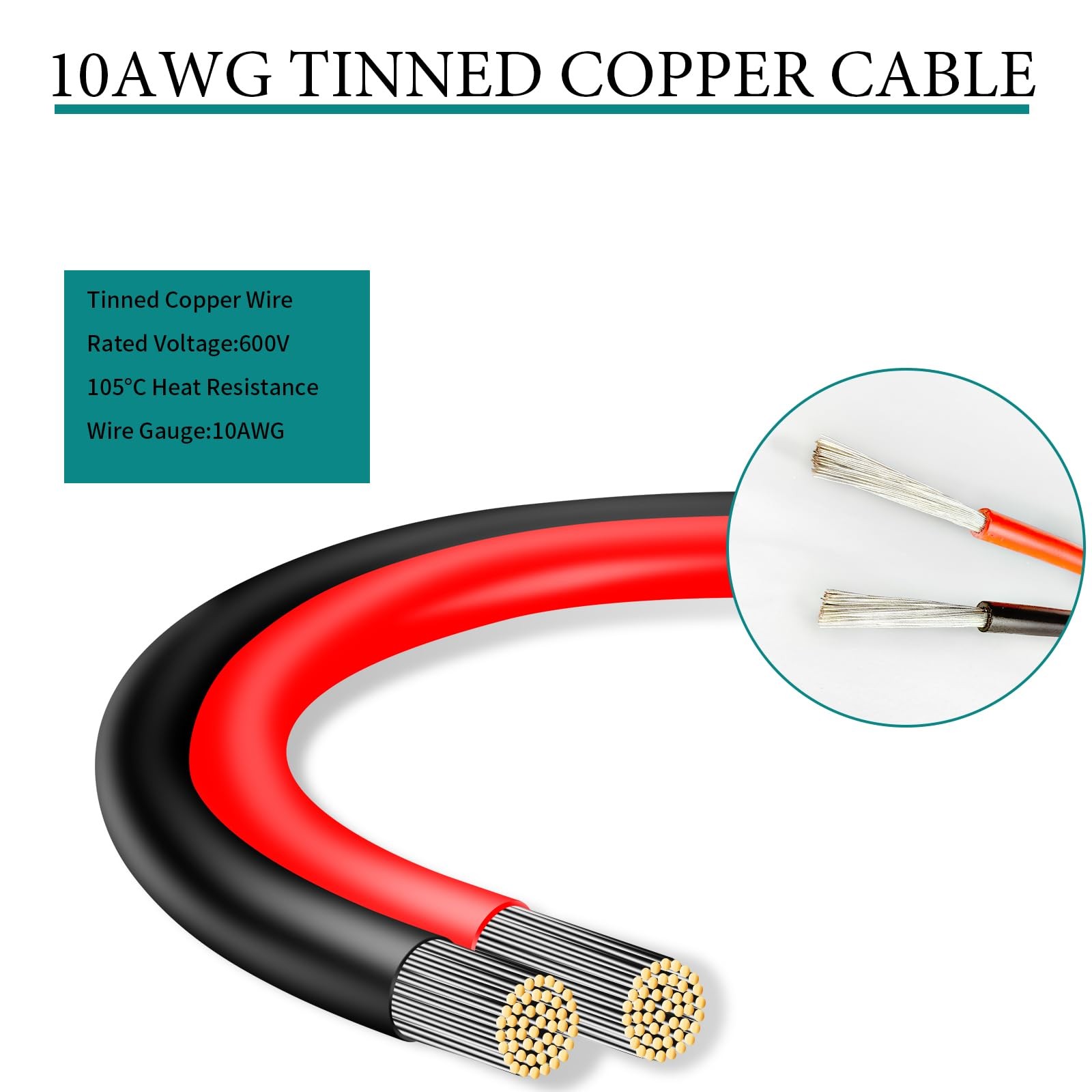 10AWG Tinned Copper Wire XT60i to Solar Panel Connector Extension Cable 10 FT