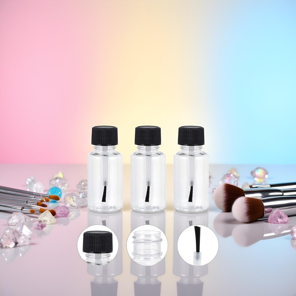 20ml Empty Refillable Nail Polish Bottles Transparent Containers with Brush Cap