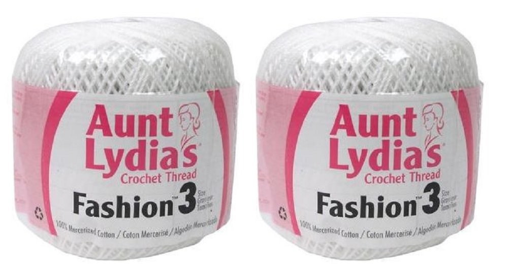 Aunt Lydia's Crochet Thread - Size 3 - (2-Pack) White 3,