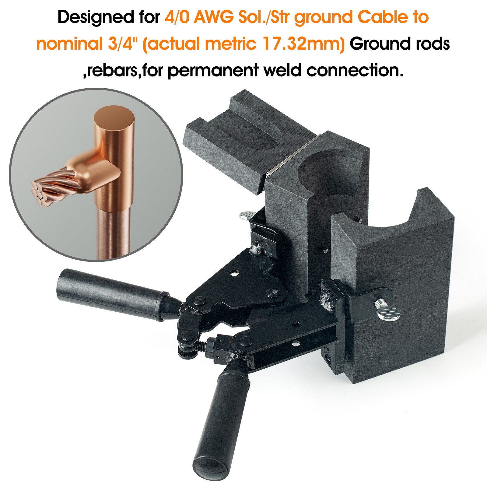 Graphite Exothermic Welding Mold Tool Kit for 4/0 AWG Cable to 3/4" Rod