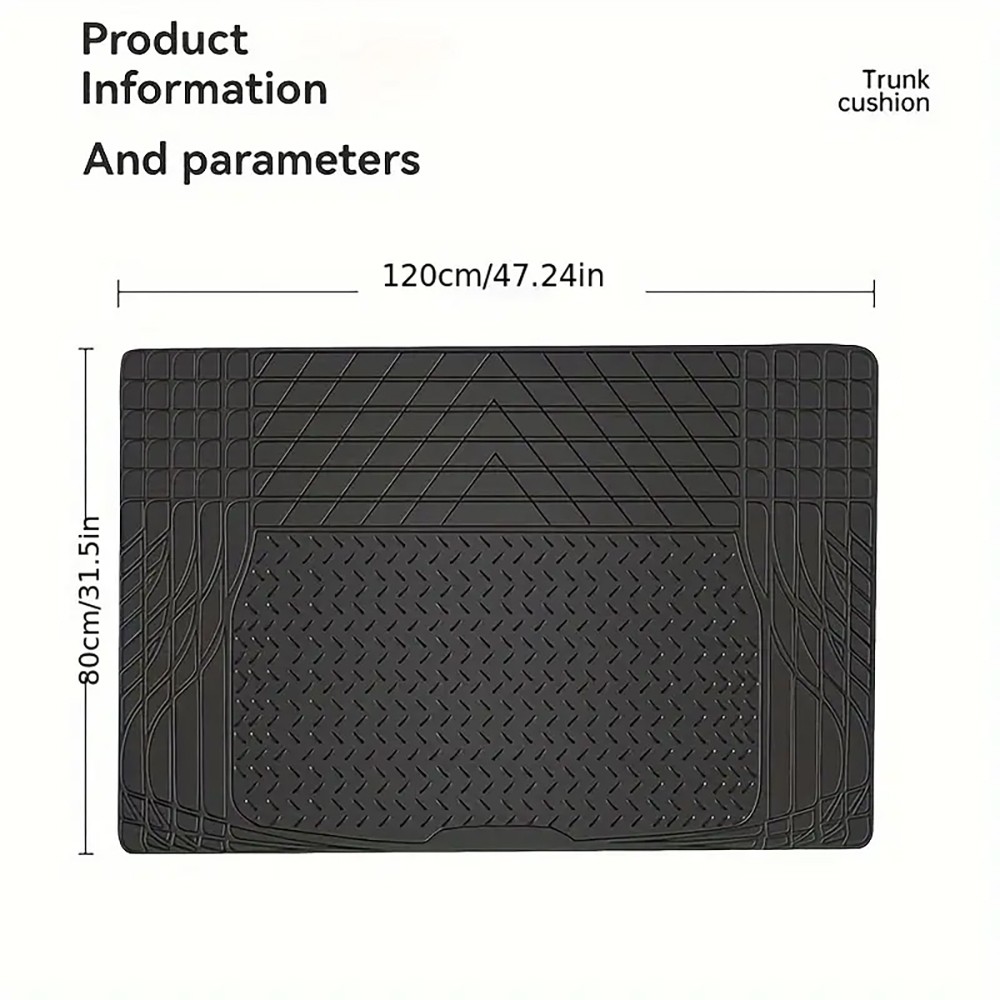 Heavy Duty Rubber Cargo Mat Liner All-Weather Trim-to-Fit Non-Slip Waterproof