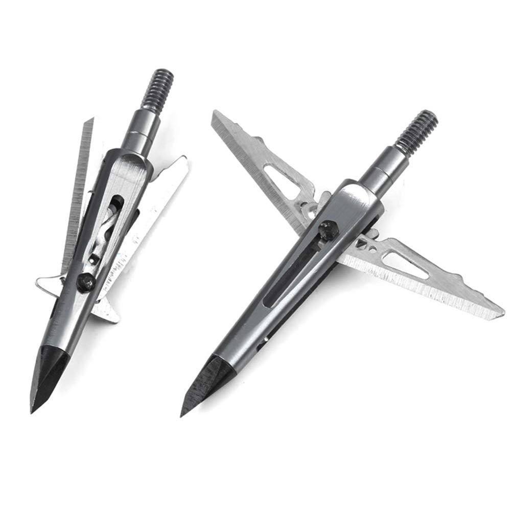 Chisel Tip 2 Blade Broadhead, 100 Grain Deploying Archery Mechanical Broadhea...