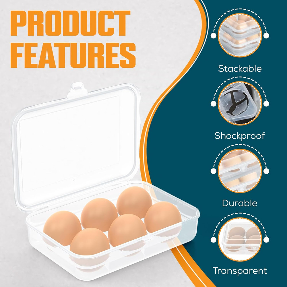 Egg Holder Camping, 1Pcs 6 Grid Egg Container, Plastic Egg Carrier for Camping P