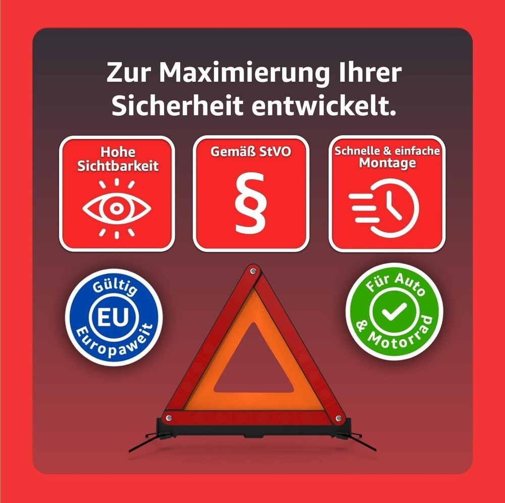 Warning triangle breakdown triangle - car passenger car emergency triangle according to StVO - accident & breakdowns