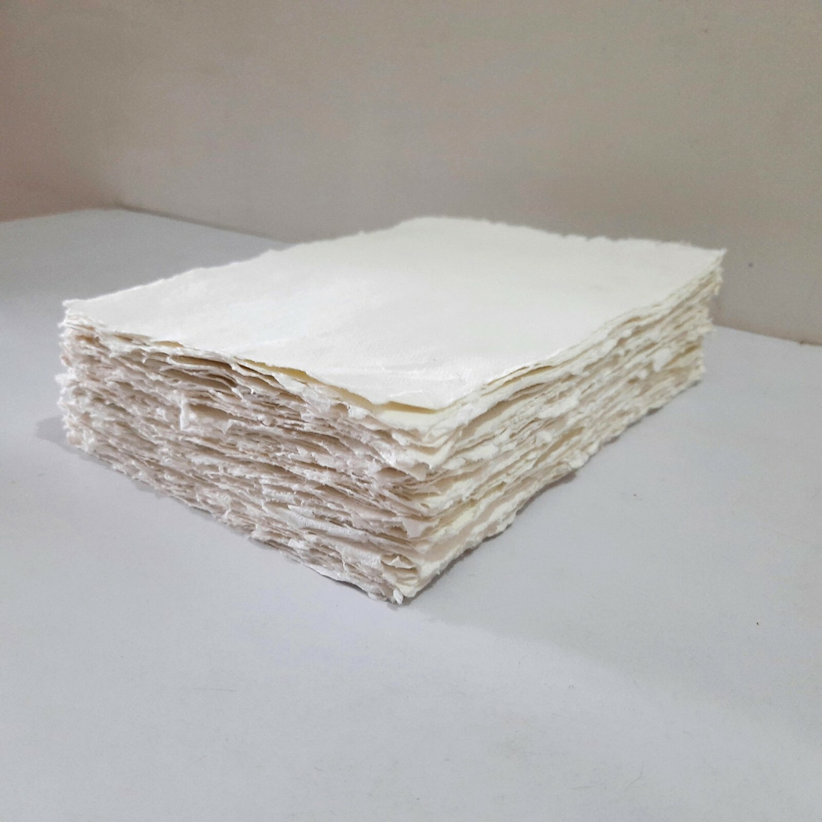 Handmade Paper -100 sheets - All Sizes - WHITE - Deckle Edge - Acid Free Natural