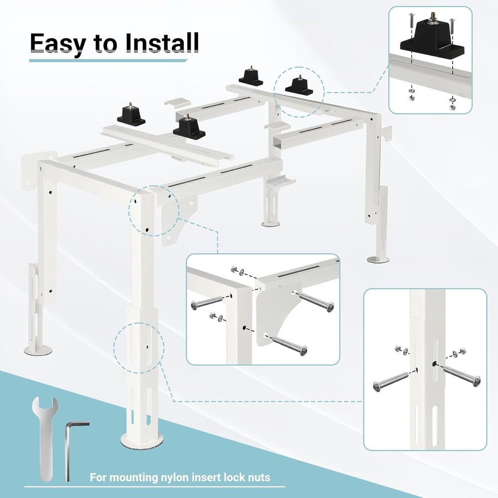 Mini Split Ground Stand Adjustable Anti-Vibration Mini Split Stand W 400LBS Load