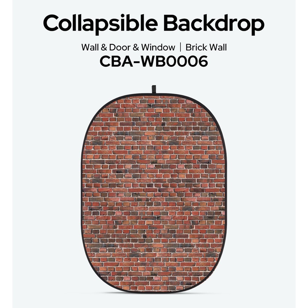 Glow CBA-WB0006 5x6.5' Fabric Collapsible Backdrop, Brick Wall