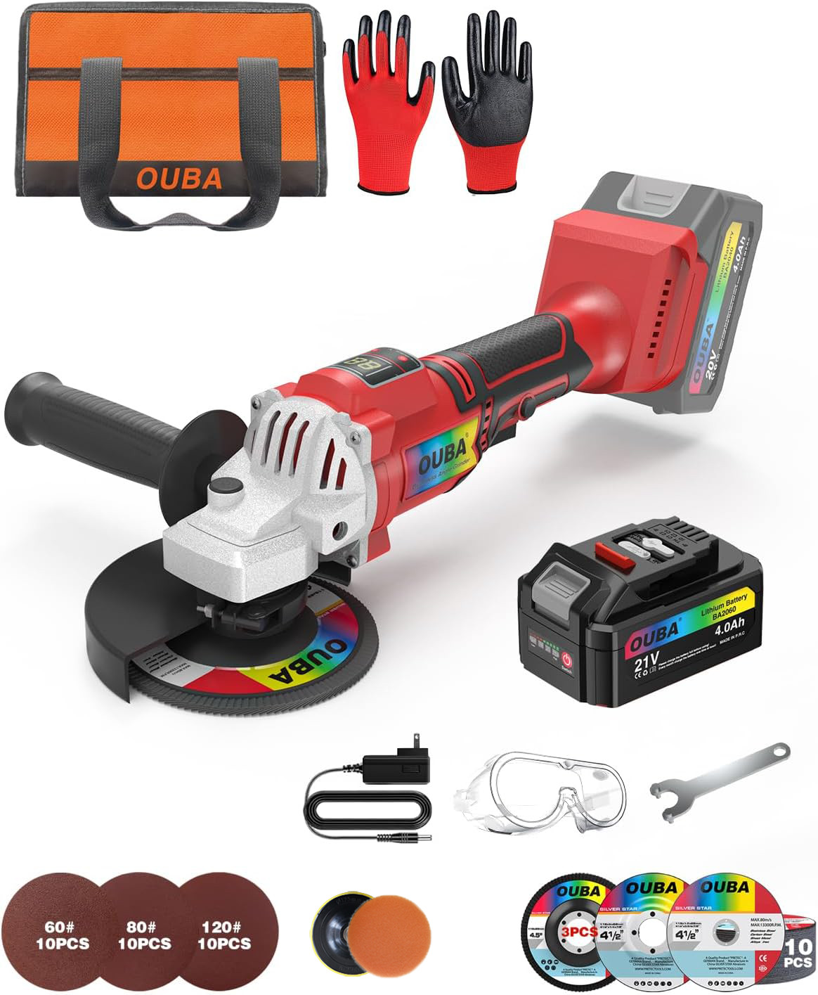 Cordless 4-1/2 Power Angle Grinder for Dewalt 20V Max Battery Brushless 9500 RPM