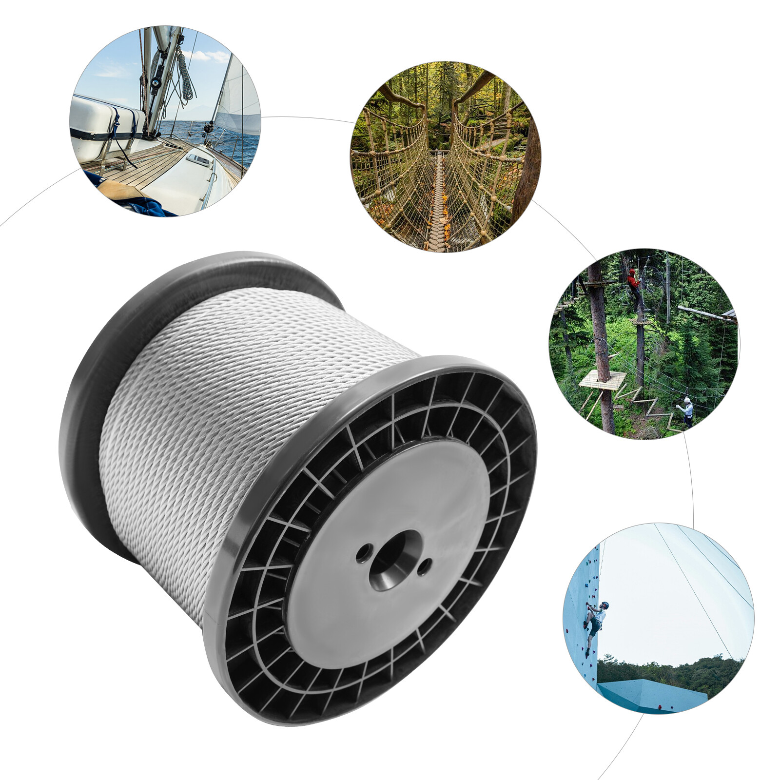 1/4 inch Stainless Steel Cable 300FT T304 7x19 Steel Wire Rope Aircraft Cable