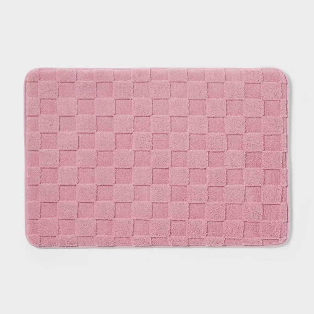 20"x30" Everyday Checked Cushion Bath Rug