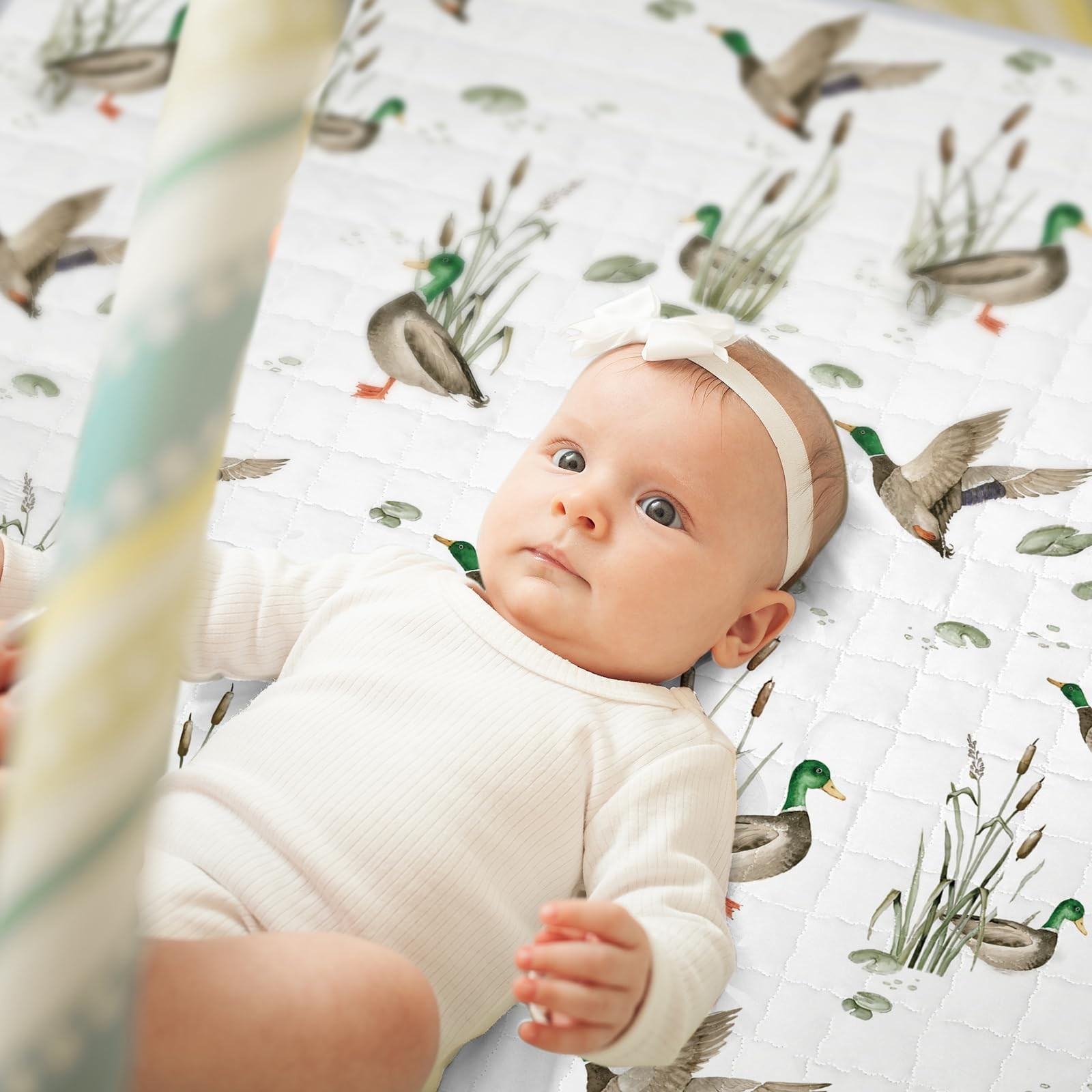 43 x 43 Inch Mallard Duck Baby Playmat Portable Crawling Washable Foldable Tu...