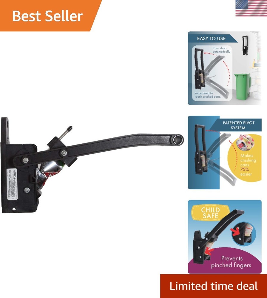 Heavy Duty Wall-Mounted Can Crusher – Effortless Pull & Auto Dispensing Feature