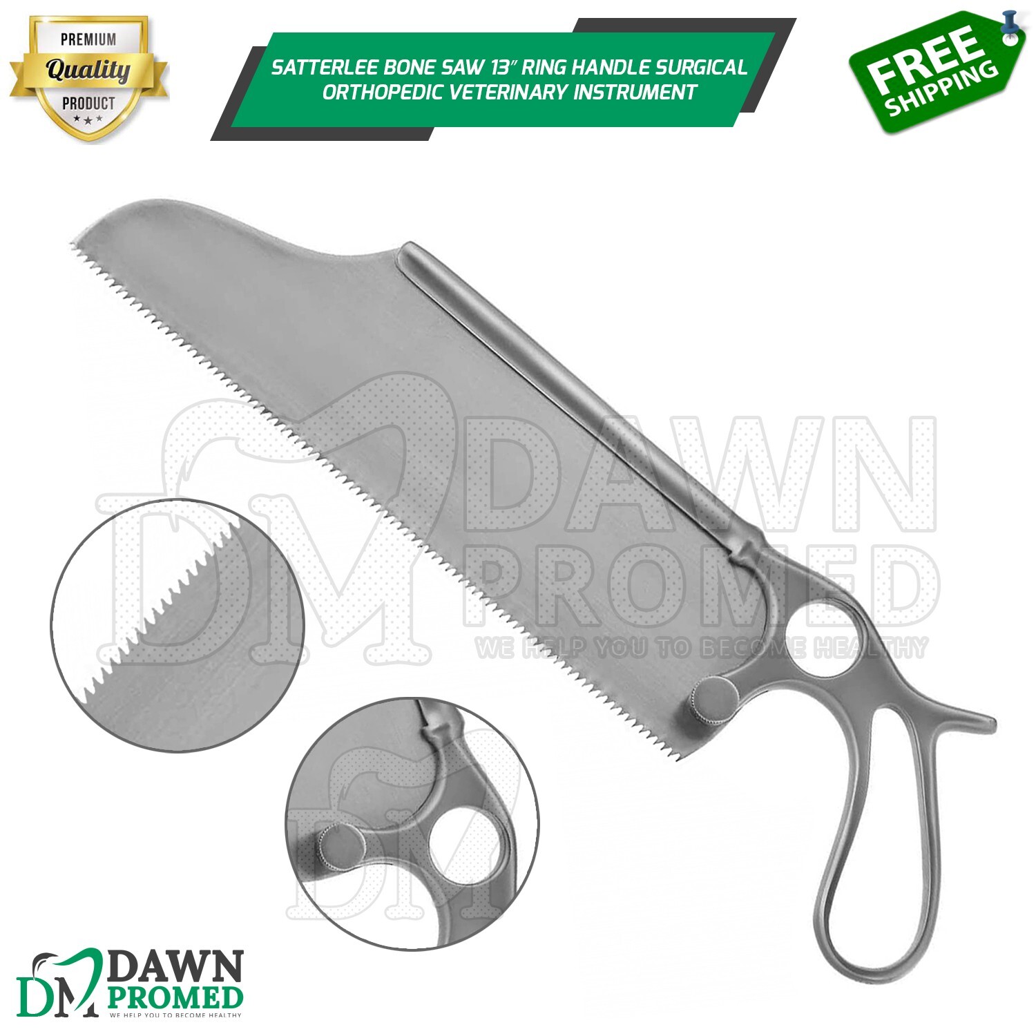 Satterlee Bone Saw 13″ Ring Handle Orthopedic Surgical Veterinary Inst German Gr