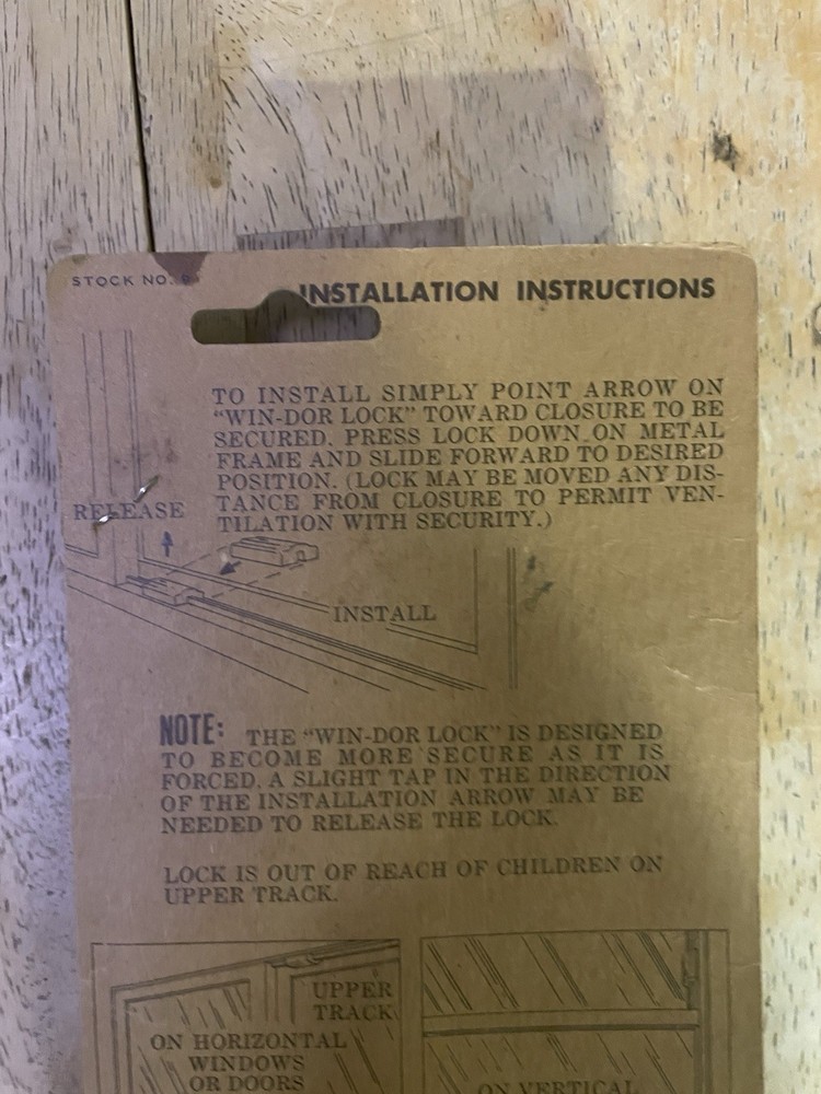 VTG Security Hardware Win-Dor-Loc Packaging Techiques NOS Sealed