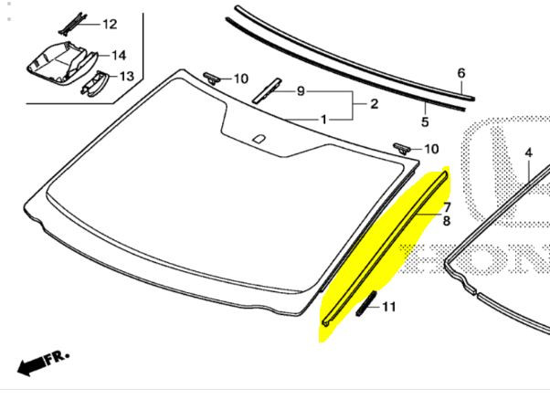 11-17 Honda Odyssey Left (Driver) Front Windshield Side Garnish (73162-TK8-A01)