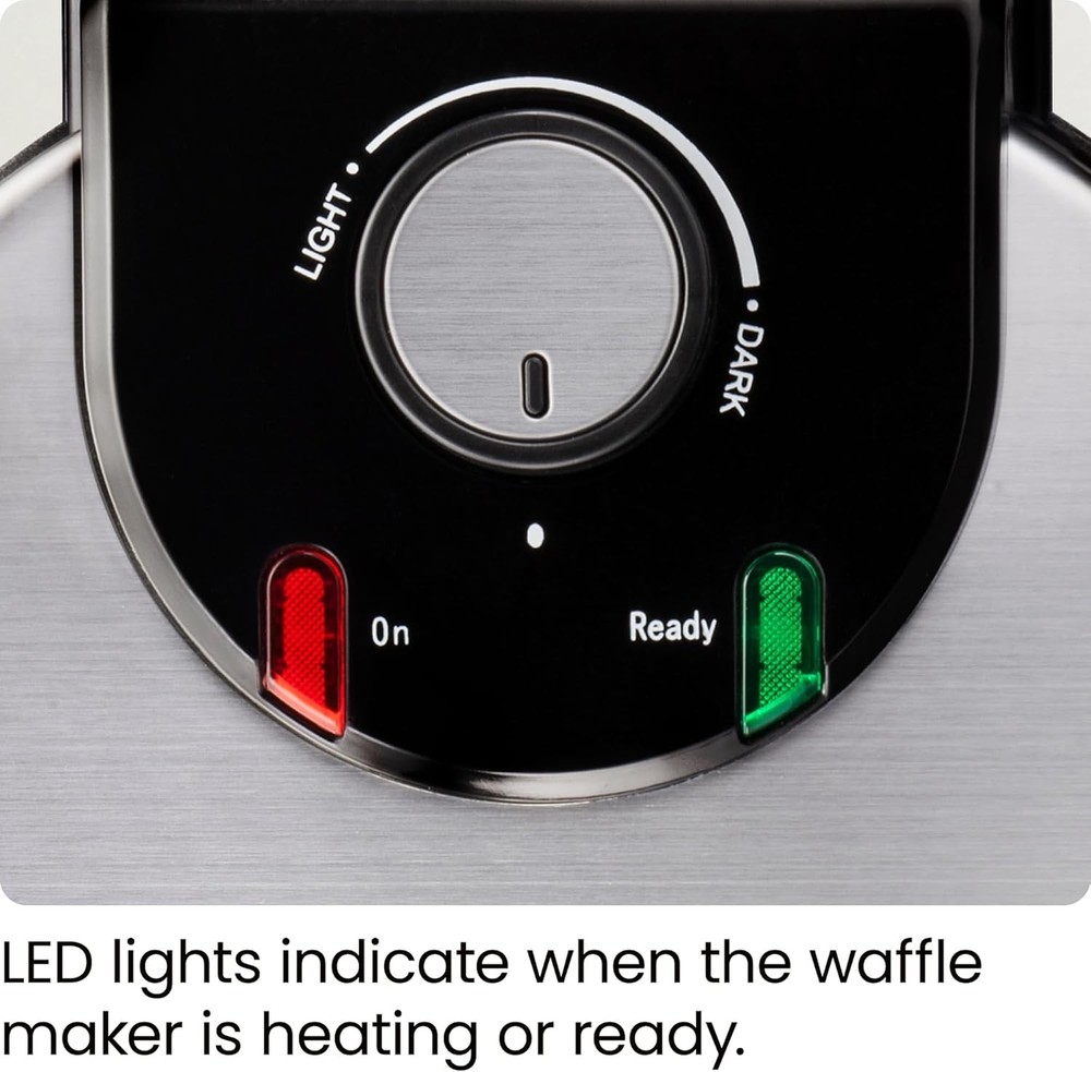 Space Saving Waffle Maker, Locking Lid, Stainless Steel