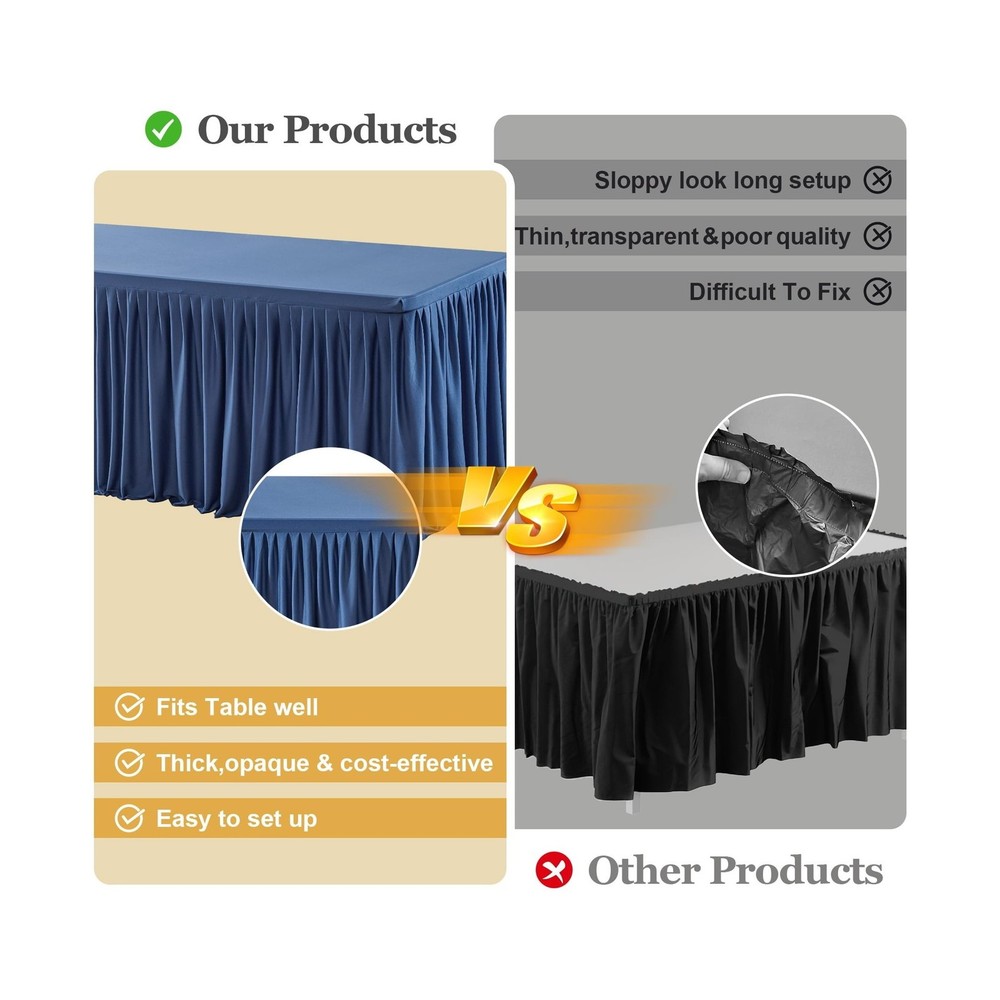 6 Pack Navy Blue Table Clothes for 8 Foot Rectangle Tables, Premium Polyester...