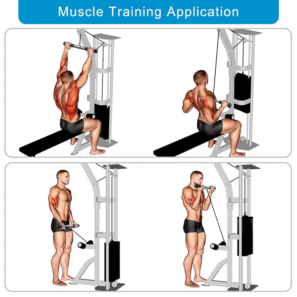 LAT Pull Down Cable Bar Machine Attachments for Gym, Rotating Straight Bar with