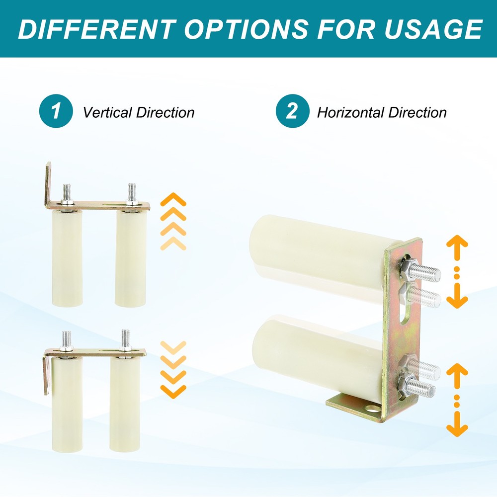 2Set Slide Gate Guide Roller 5.9" Adjustable Nylon Rollers with Bracket, White