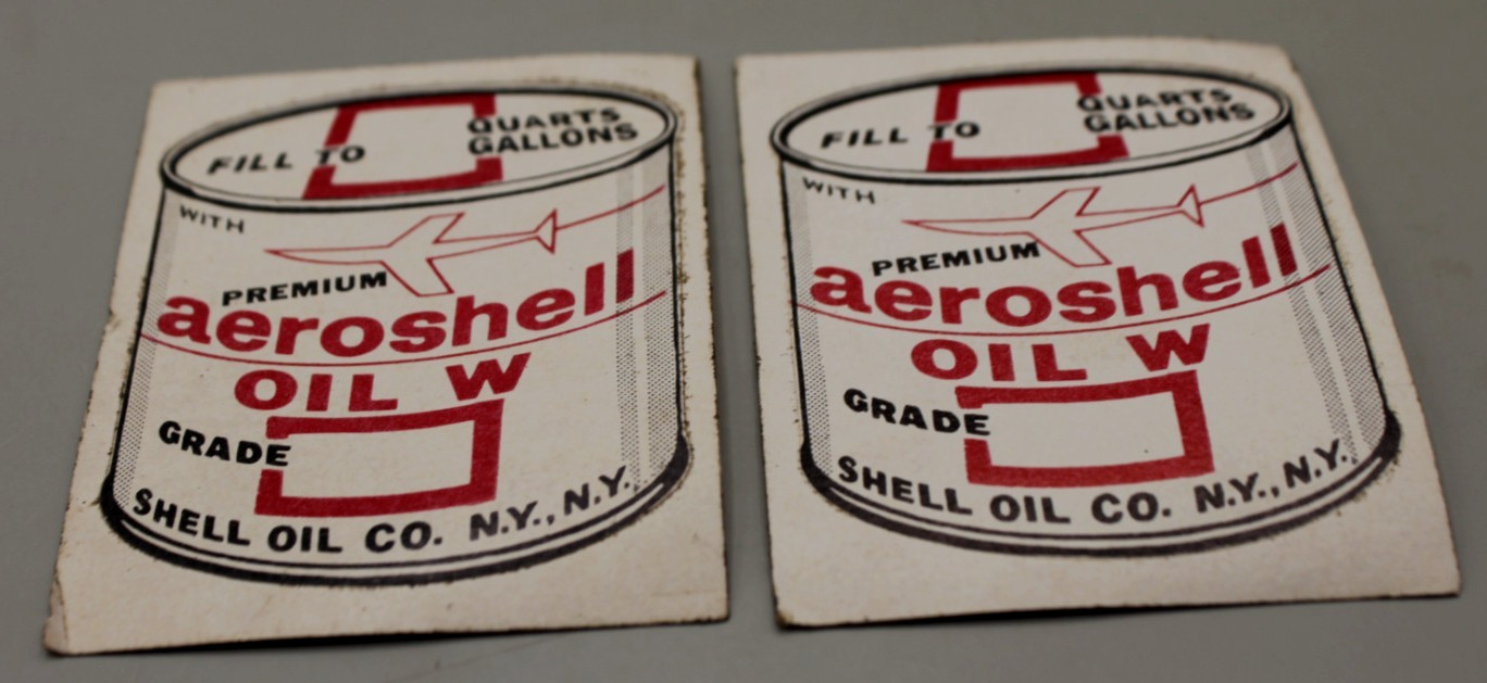 Vintage Aviation AeroShell Oil W Decals Stickers Lot of 2 Aero Shell