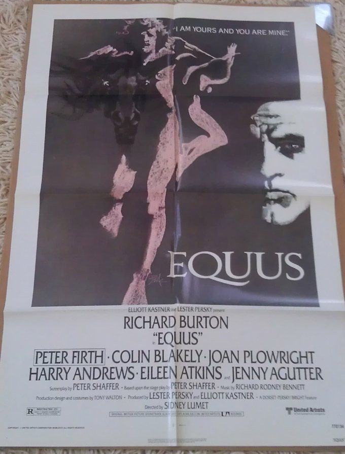 EQUUS MOVIE POSTER 1 Sheet ORIGINAL FOLDED 27x41 RICHARD BURTON