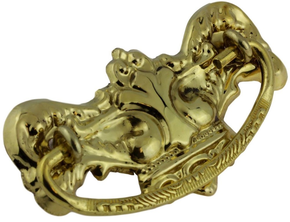 3" Stamped Crown Design Bail Pull Solid Brass