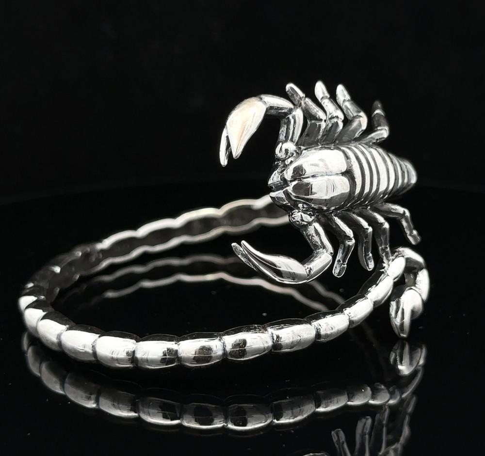 Scorpio Bangle in Solid 925 Silver – Bold Biker & Gothic Statement Bracelet