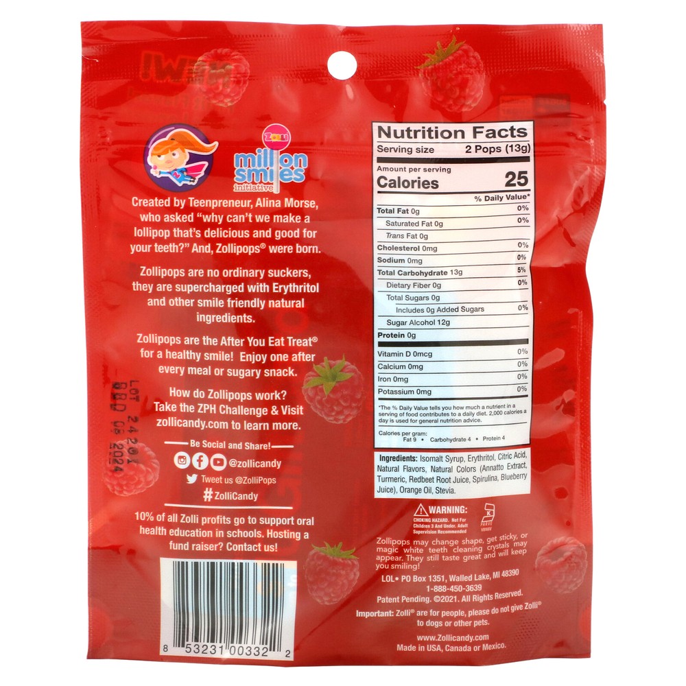 The Clean Teeth Pops, Red Raspberry, 3.1 oz