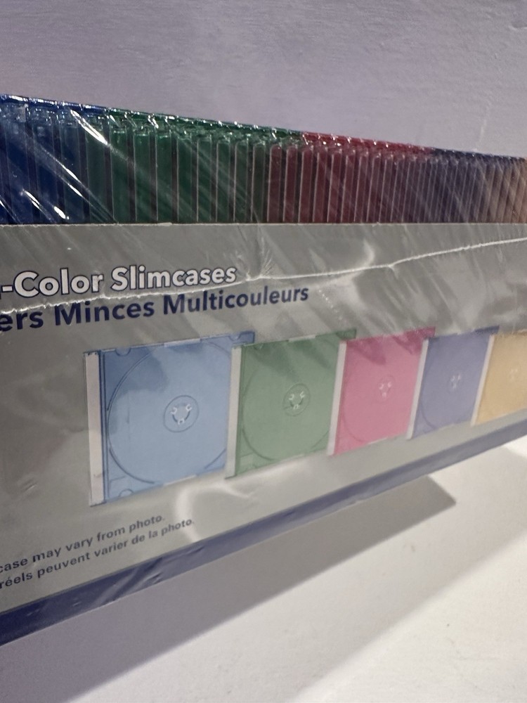 Verbatim Slim CD/DVD Storage Cases 100 Pack - 5 Assorted Multi-Color Slim Cases
