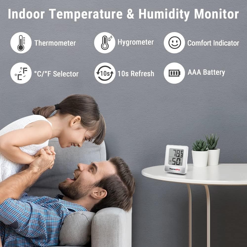 Versatile TP49 Digital Hygrometer - Tabletop, Wall Mount, Perfect for Every Room
