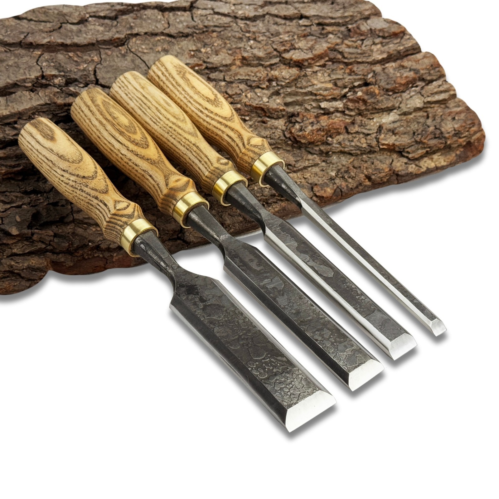 Wood Carving Chisels – Hand-Forged 52100 Steel Blades, Ash Handles, Woodworking