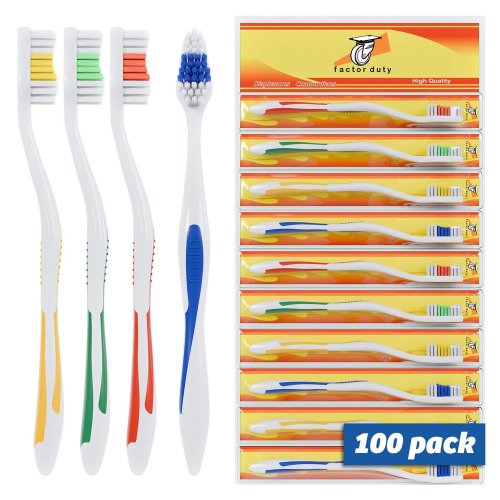 100 Pack Toothbrush Standard Classic Medium Soft Toothbrush Bulk Individually...