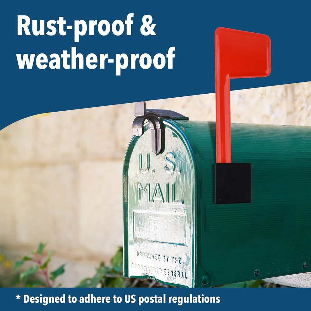 Mailbox Flag Replacement Kit - 2-Pack, Red Plastic, Surface Mount - Rust-Proof A