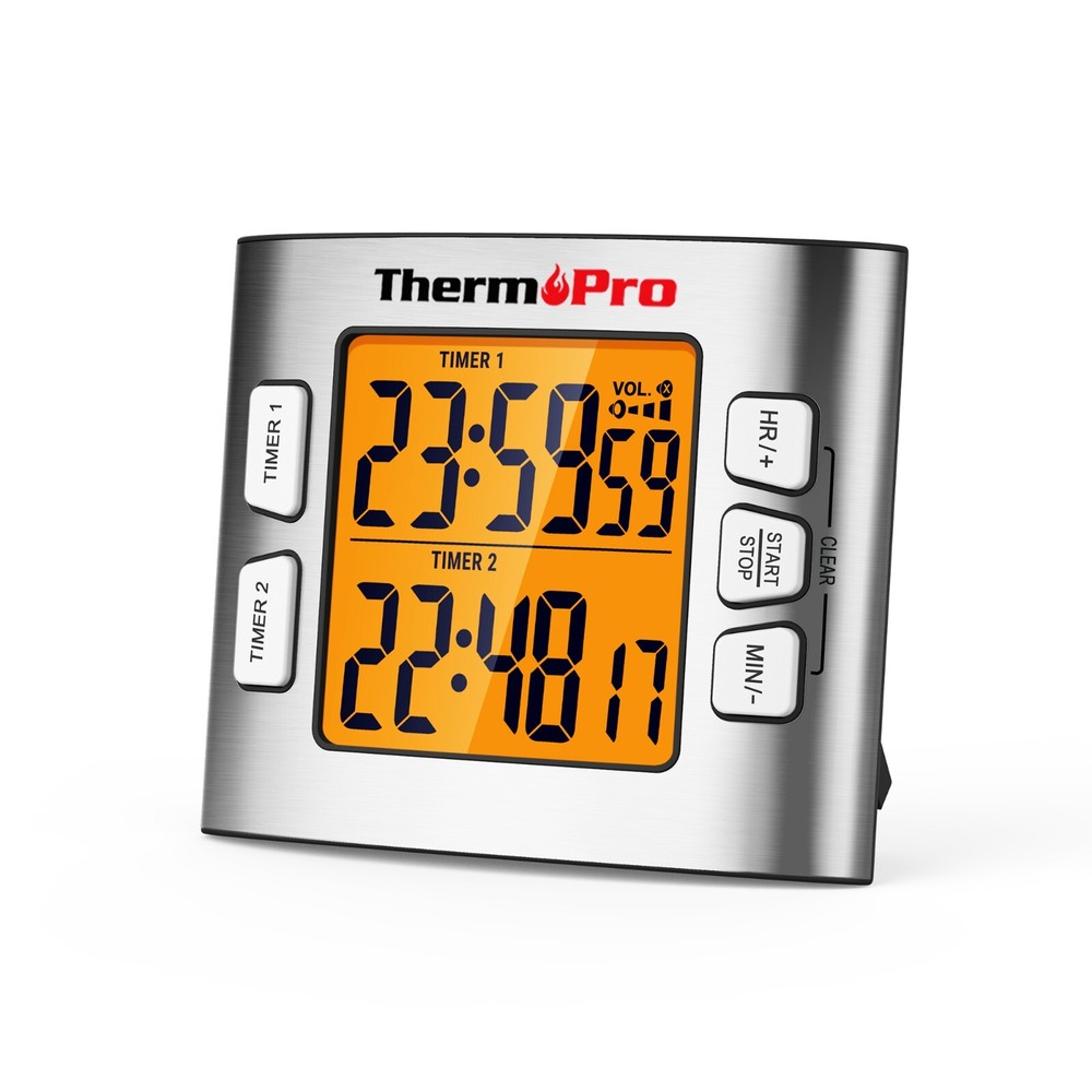 ThermoPro TM02 Digital LCD Kitchen Timer Dual Countdown Cooking Timer Loud Alarm
